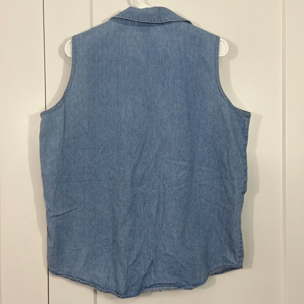Vintage 90s Large Blue Looney Tunes Button Down Sleeveless Collared Vest - Picture 5 of 12